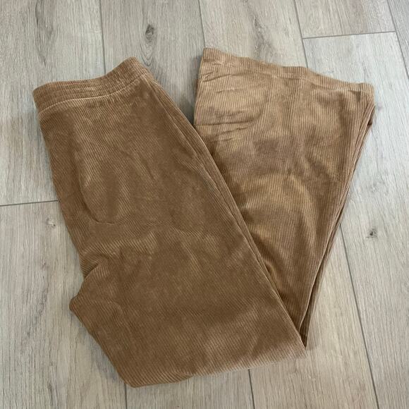 Aerie Women’s Dark Tan Groove on Velour Ribbed Flare Pant Sz L - Picture 2 of 11